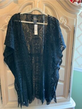 White House Black Market Black Lace Coverup